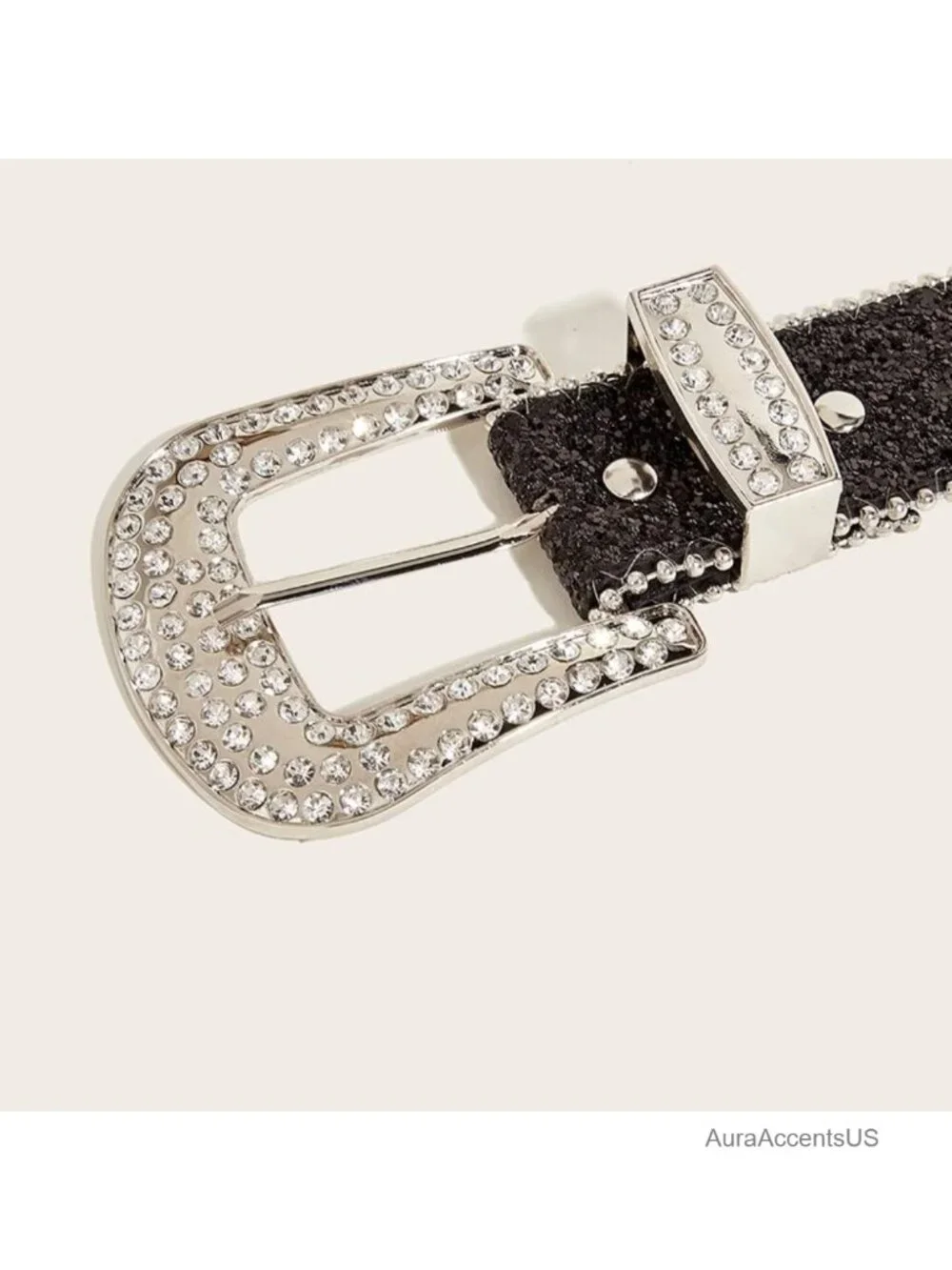 Rhinestone Bling Skinny PU Leather Belt for Women Western Cowgirl Jeans